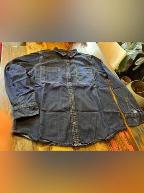 Joe Fresh Dark Blue Denim Button-Down Shirt